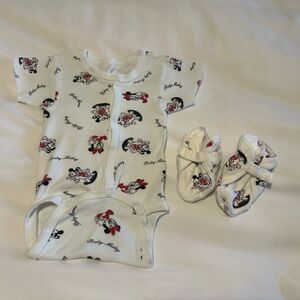 Vintage Disney Baby Onesie and Booties Set